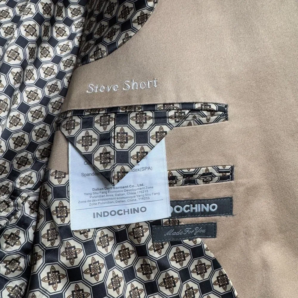 Indochino 40R Blazer‎ Sport Coat Mens Solid Brown Cotton